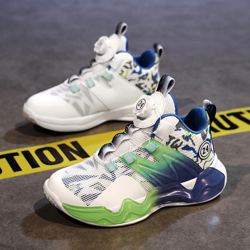 Детская обувь Кроссовки для баскетбола для мальчиков с сетчатой поверхностью, дышащие, износостойкие, нескользящие, с пружинящей спиной, спортивные кроссовки для бега