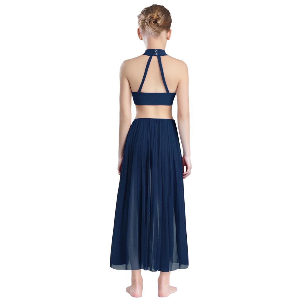 Девочки Блестящие Пайетки Халтер Без рукавов С открытой спиной Юбка Комбинезон Латиноамериканский Танец Костюм для выступления