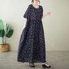Короткий рукав Плюс размер Хлопок винтажный цветочный новый в платьях для женщин повседневное свободное макси длинное летнее платье