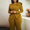 Женский комплект из топа и брюк больших размеров, новый модный темперамент с длинными рукавами