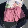 Женские летние шорты с высокой эластичной резинкой на талии, плиссированные боковые карманы, свободная повседневная домашняя одежда для бега