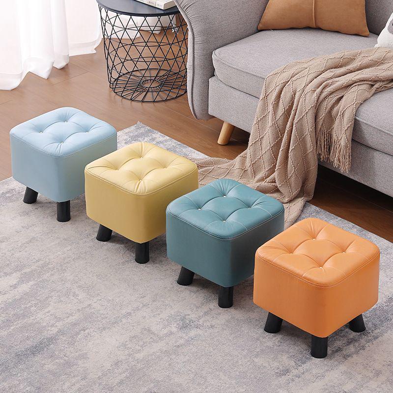 Solid Wood Footstool: Creative Tech Fabric, Multi-Use Coffee Table or Sofa Stool for Living Room