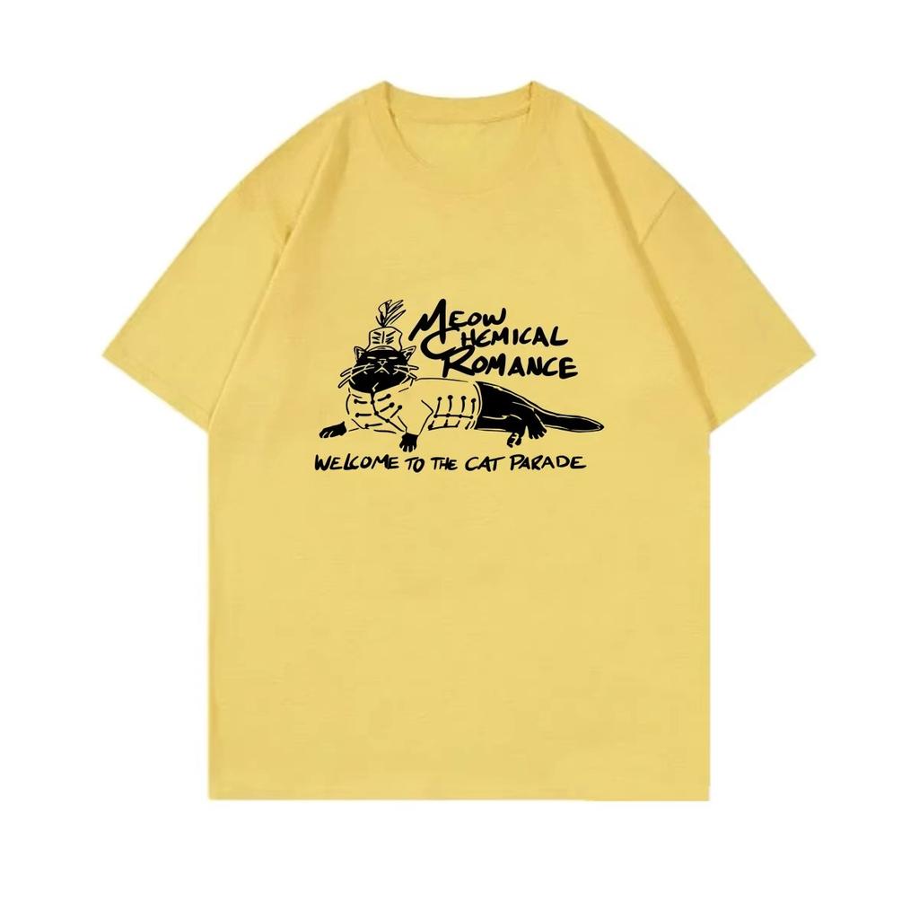 Summer Hot Sale My Chemical Rounisexce Welcome To The Cat Parade Funny Cat Graphic Tshirt Unisex Unisex Harajuku Hip Hop Punk Tshirt