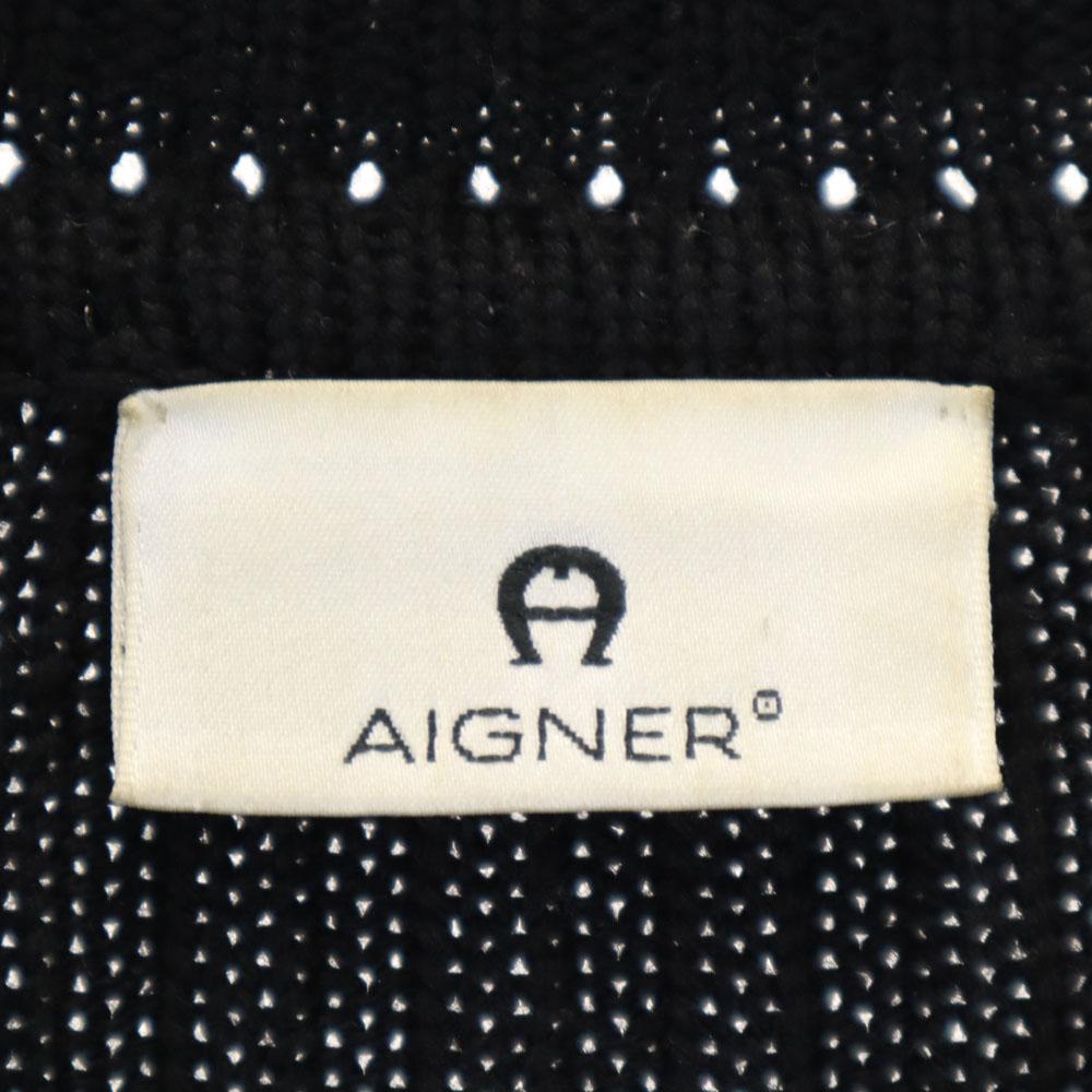 AIGNER Сделано в Италии Вязаный кардиган с длинным рукавом 44 черное пальто Женский Б/У