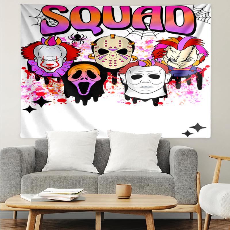Halloween-horror Print Tapestry, Backdrop, Easy Setup, Ideal for Bedroom, Office & Living Room, with Aesthetic Wall Hanging Decor.