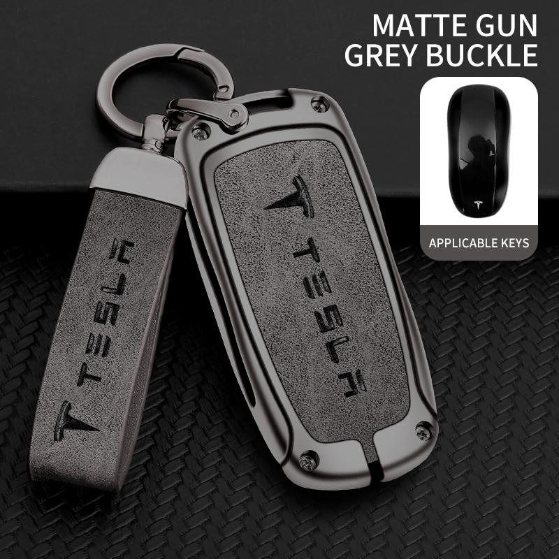 CSNK3 Zinc Alloy Car Fob Smart Remote Key Case Cover Holder For Tesla Model 3 Model S Model Y Model X Protector Keychain Accessories