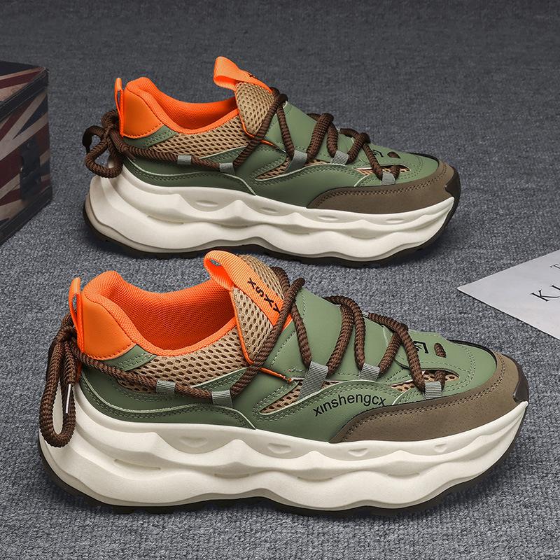 Мужская обувь Летняя сетчатая дышащая спортивная обувь Универсальная повседневная обувь Young And Young Толстые подошвы Увеличить