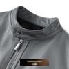 Men's Top Grain Leather Stand Collar Winter Jacket with Goose Down