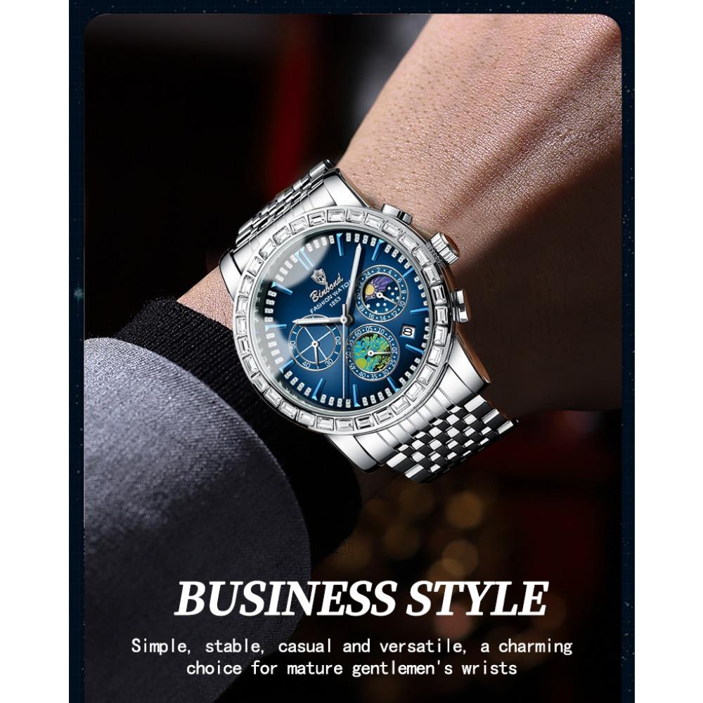 BINBOND Luxury Scratch-Resistant Quartz Wristwatches For Men Luminous Waterproof Auto Date Men's Watch Sports Casual