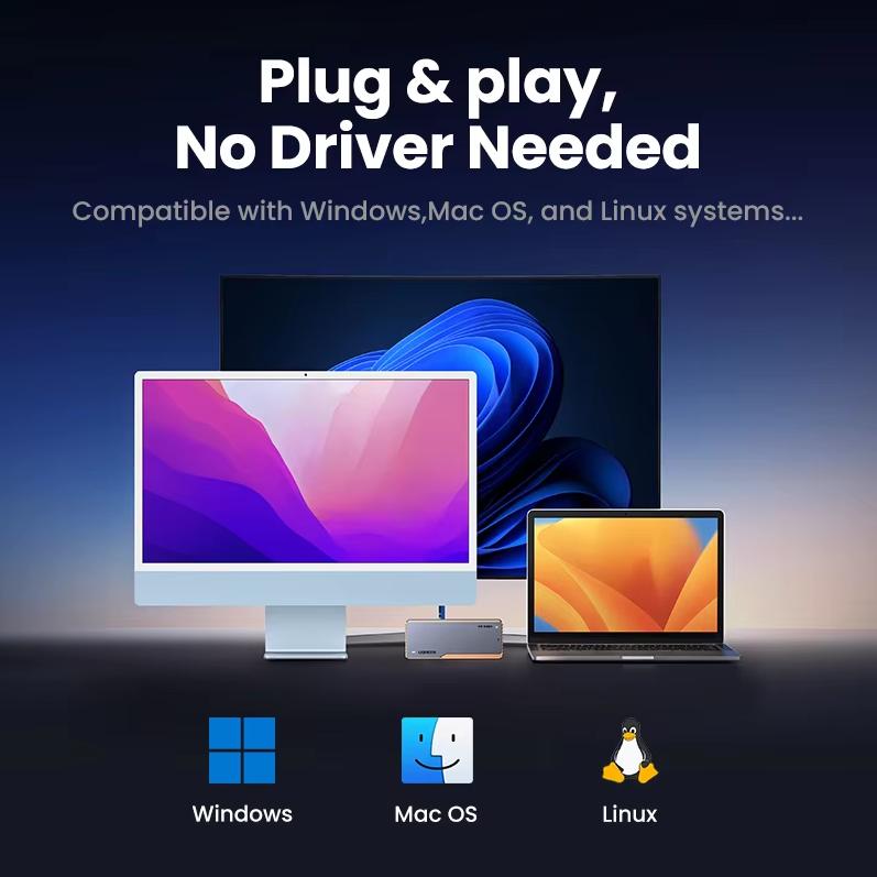 Ugreen Корпус для жесткого диска USB4 40 Гбит/с, совместимый с Thunderbolt 3/4, портативный корпус для жесткого диска M.2 NVMe, подходит для компьютеров Apple