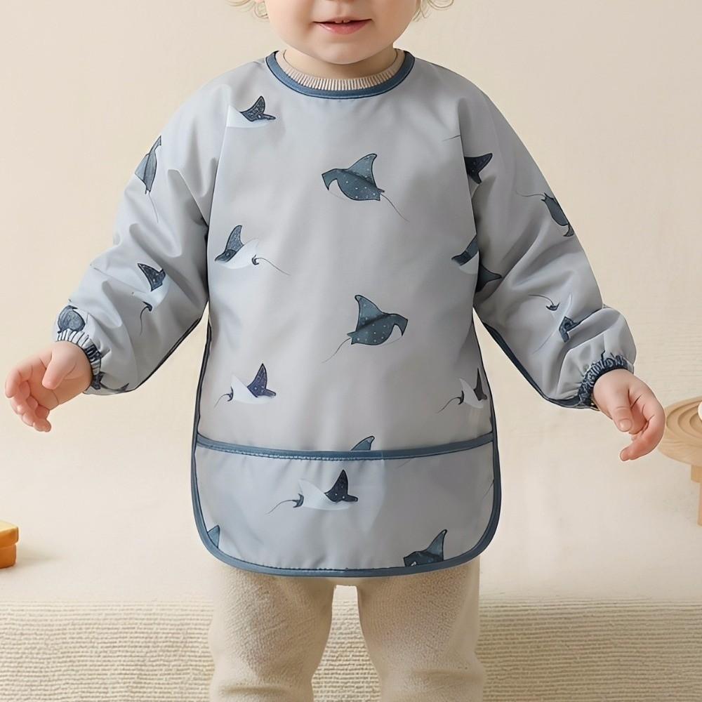 Washable Feeding Apron Colorful Cartoon Printing Full Body Cover Bibs  Drawing Activity