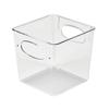 Квадратный прозрачный пластиковый органайзер для хранения, корзина, для дома, офиса, ванной комнаты, ювелирных изделий и косметических аксессуаров, с ручкой для удобного захвата