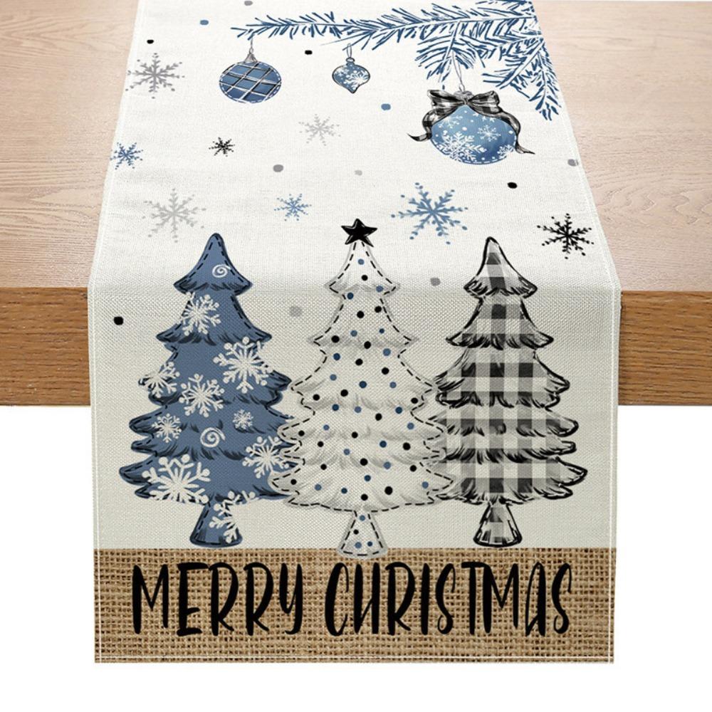 Праздничная скатерть-дорожка Рождественское украшение Принт Льняная настольная салфетка Маленькая накидка на обеденный стол