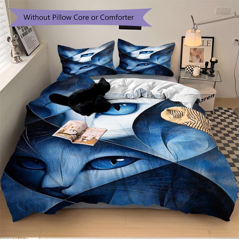 3pcs Cat Abstract Print Duvet Cover Set, Soft Comfortable Duvet Cover,Guest Room (1*Duvet Cover + 2*Pillowcase, Without Core) yy251104148
