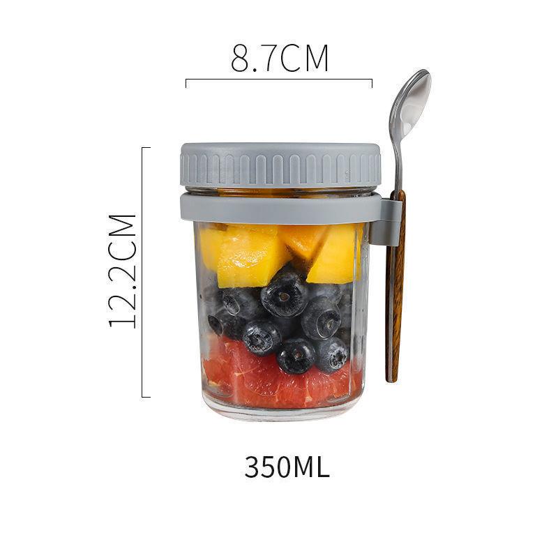 Portable Overnight Oat Glass Cup with Fork Milk Fruit Salad Food Storage Jars Cereal Breakfast Cups Water Bottle Kitchen Item
