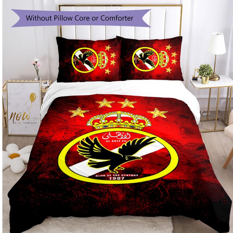 Al Ahly Printed 3PCS Bedding Set Soft Breathable Duvet Cover Pillowcases Set Washable Bedroom Decor Home Gift
