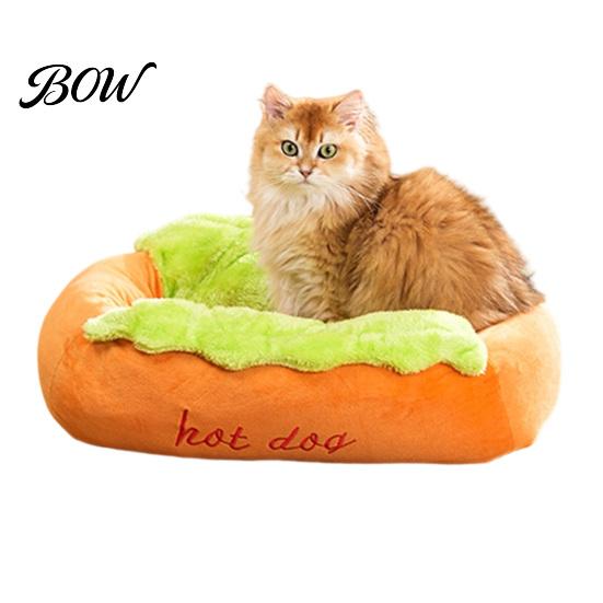 Hot Dog Pet Bed Bed, Removable Washable Mat, Cozy Plush Nest Decorative Lounger Cute for Small Dogs Cats Indoor Use