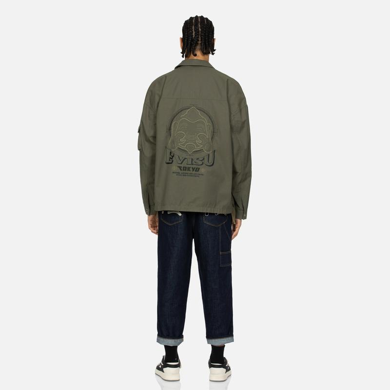 Evisu Мужская куртка с узором из головы Будды и чаек, а также логотипом 2ESHTM4SJ8009LFCT