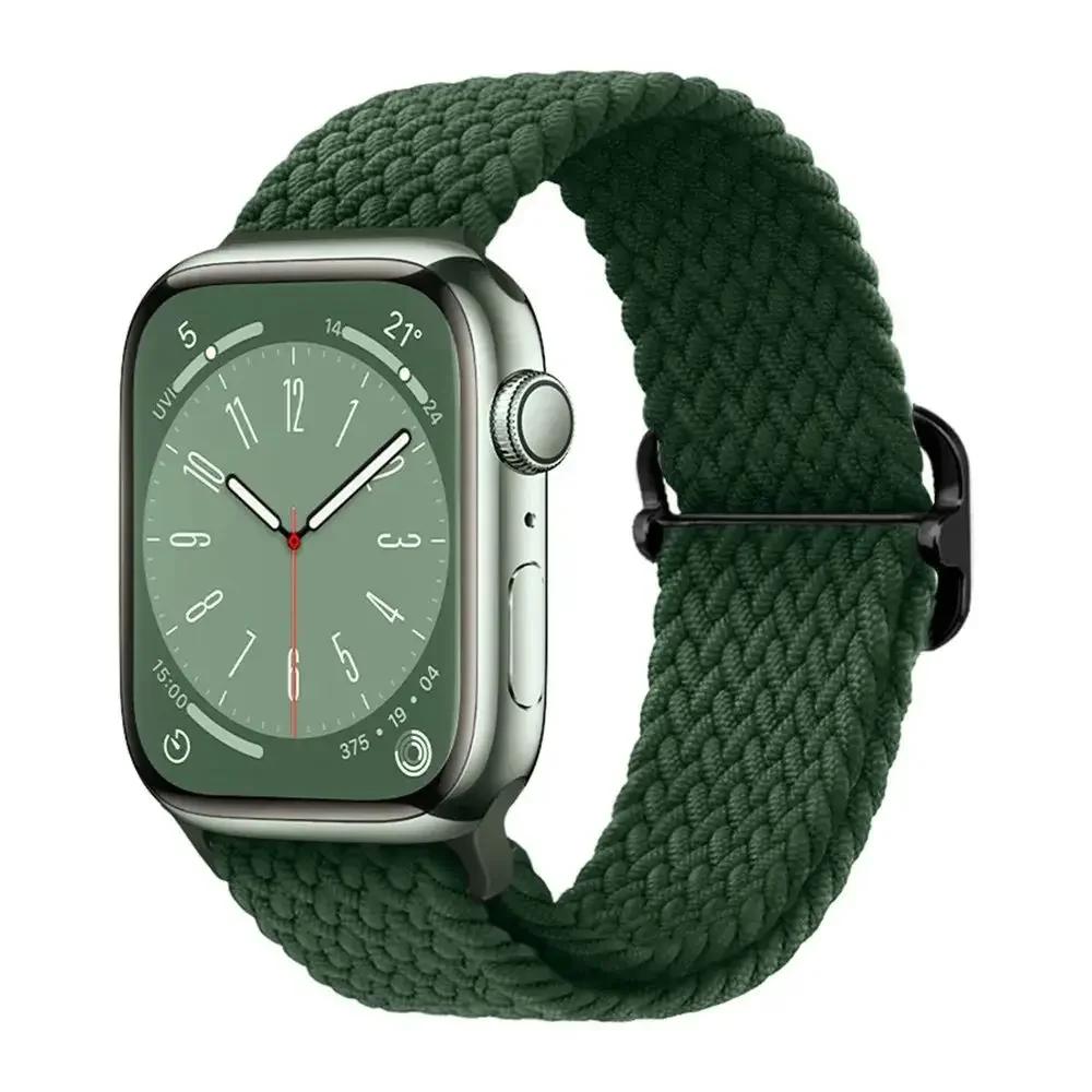 Нейлоновый ремешок для Apple Watch Ultra 2 49 мм 40 мм 44 мм 41 мм 38 45 мм Эластичный плетеный браслет-петля для iWatch Series 9 8 7 6 SE 5 4