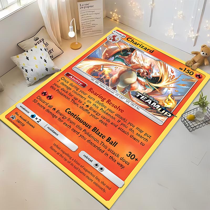 Potdemiel Японское аниме Покемон Charizard Узор Карточки Ковры Коврики для спальни Ковер Декор для спальни Коврик для ползания Рождественский подарок