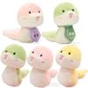 Kawaii Bowtie Snake Plushie Soft Stuffed Animals Cute Snakes with Bib Neckbow With Pray Words Health Lucky Rich Wish