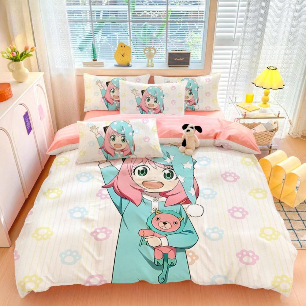 Мультяшная аниме-девочка, Наборы постельного белья из микрофибры, Детский декор для кровати Пододеяльник для подростков взрослых 3 предмета на молнии Декор комнаты