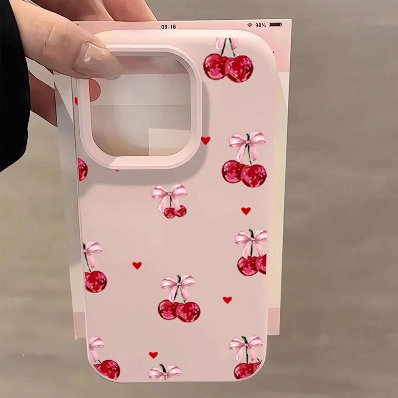 Милый бант с вишней Защитный чехол для телефона Для iPhone 17 Air 16 16e 15 13 12 11 Pro Max Pro Plus Противоударный Тонкий Флип-чехол Funda