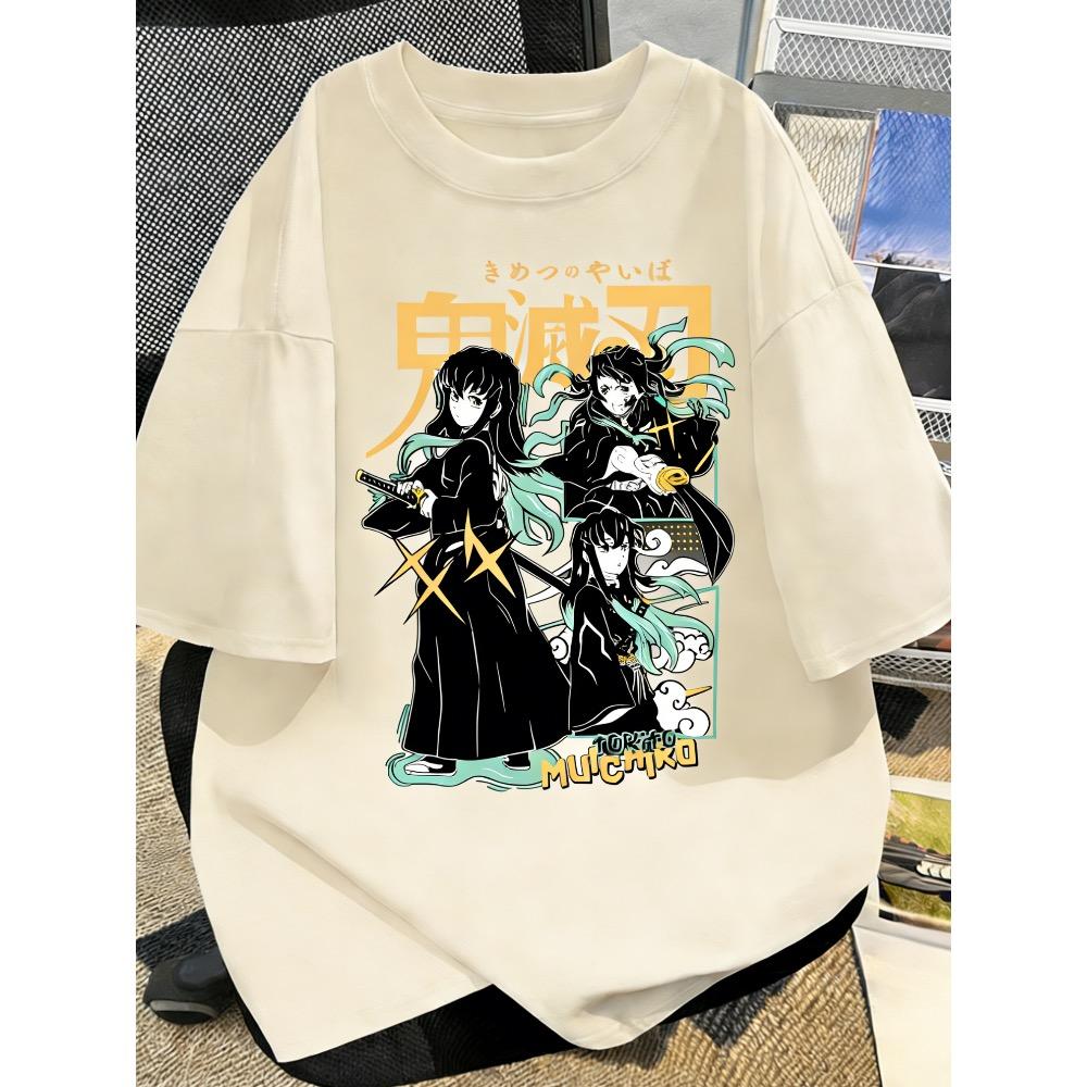 Summer Plus Size Demon Slayer Anime Printed Unisex Women Tshirt Casual Parent Child Top Fashion Harajuku Style Street Wear Y2K