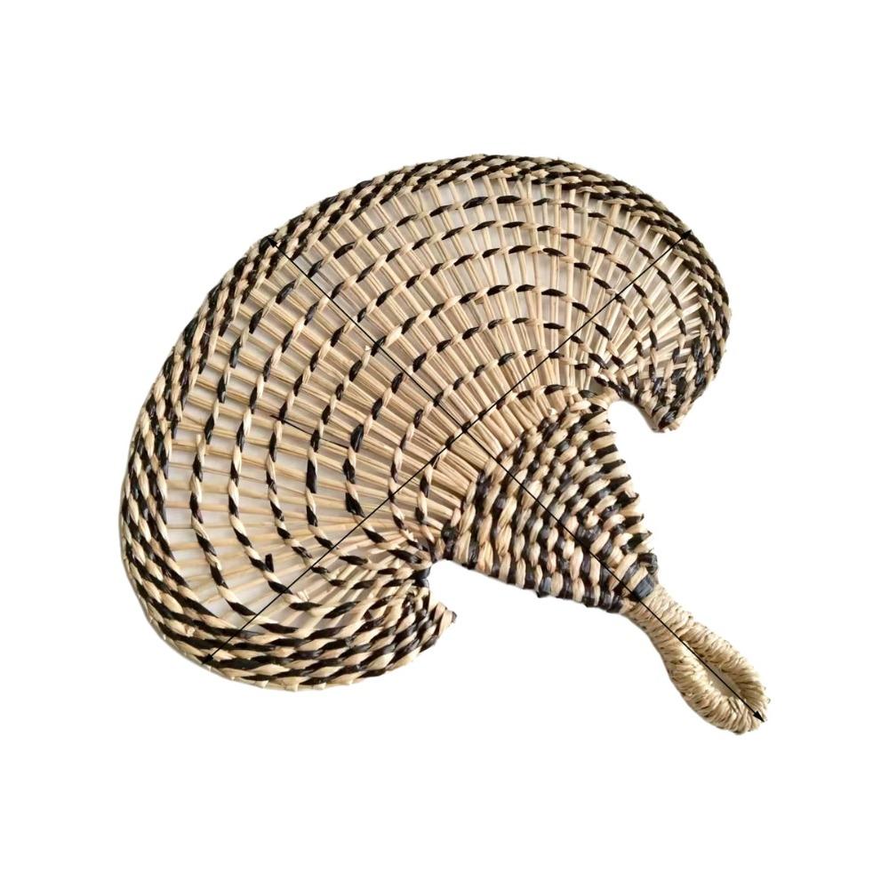 Gift Colorful Hand-woven Straw Fan Bohemian Anti-Mosquito Decorative Handmade Fan Portable Vintage Cattail Fan Beach