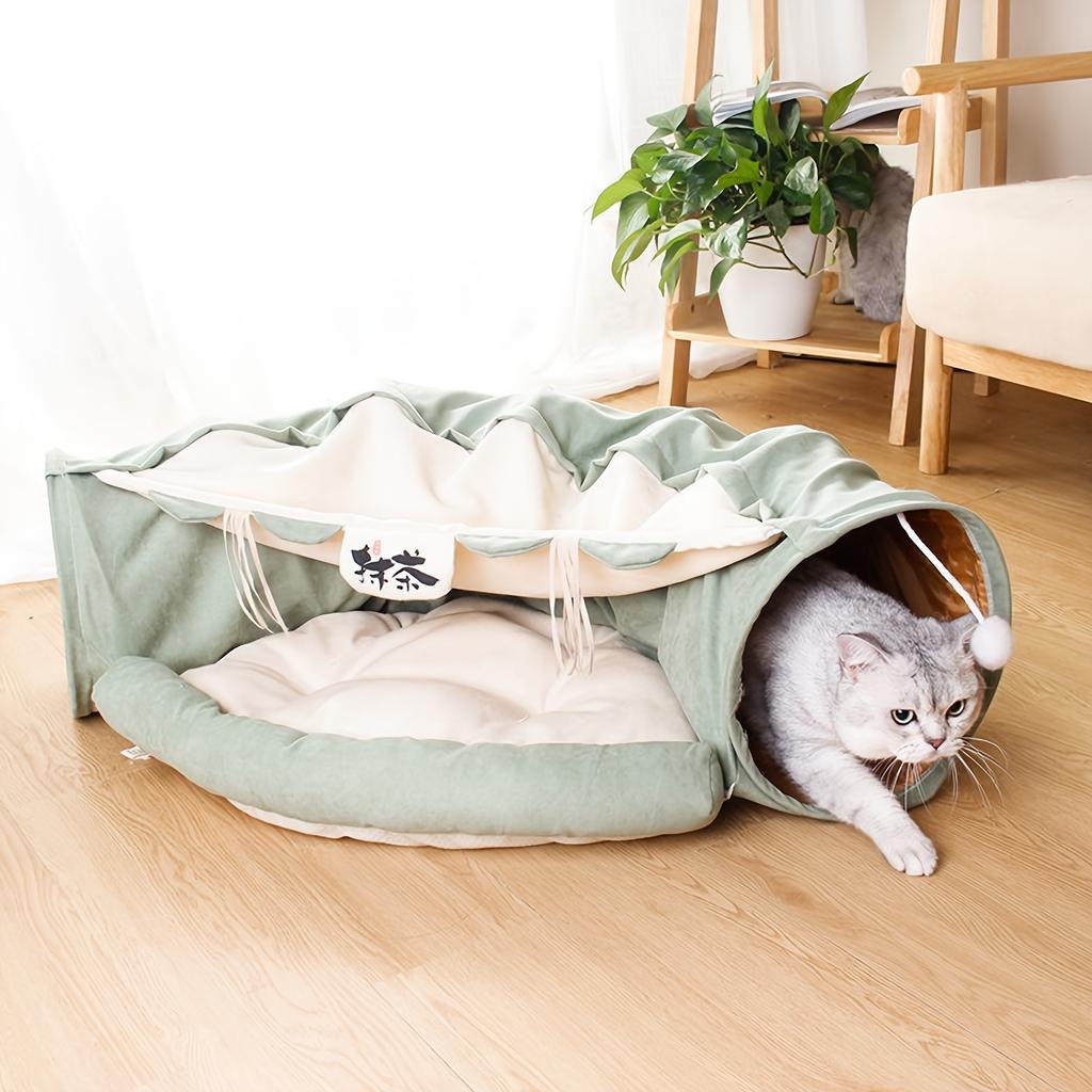Foldable Cat Tunnel Bed with Crinkly Paper: Perfect Toy for Indoor Cats To Play and Exercise
