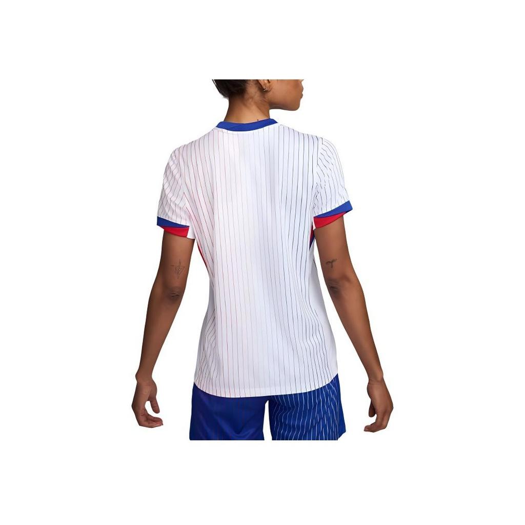 Nike Dri-FIT Soccer Replica FFF Striped Outdoor Casual Vintage Crew Neck Short Sleeve Football Shirt Women Tops White FJ4323-100