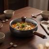 Iron Wok with Lid Long-Lasting Pre-Seasoned Wok Stir Fry Pan Wide Cookware Induction Compatible for Home Cooks, Stovetop
