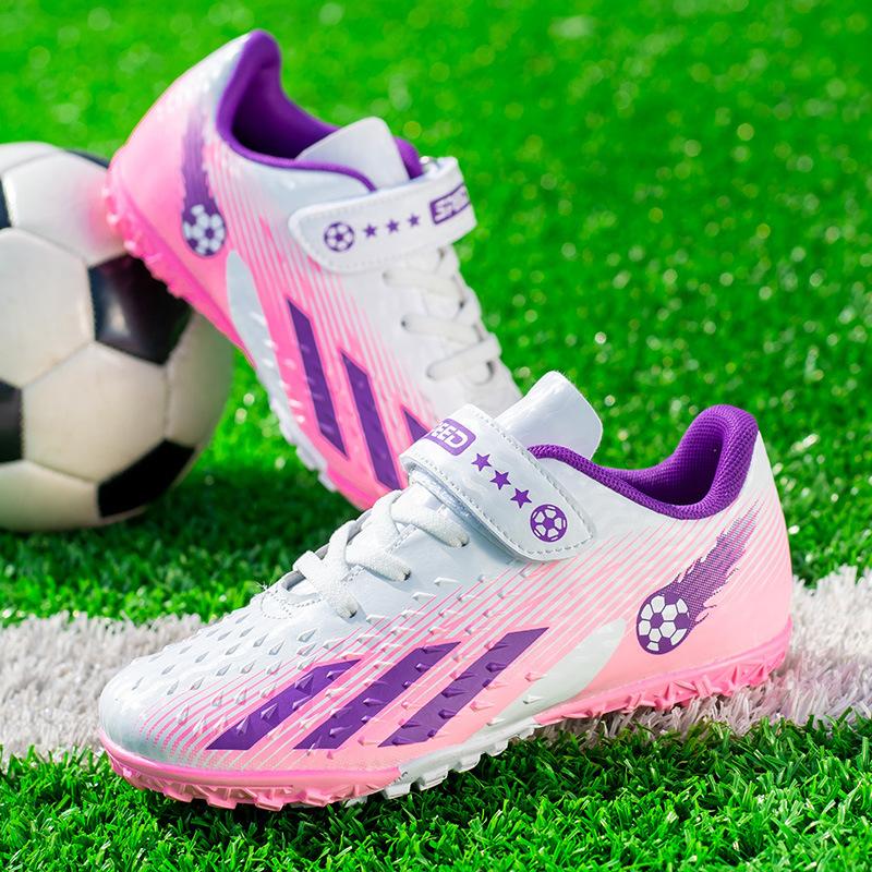 Детские футбольные бутсы для мальчиков и девочек, низкие, кожаная поверхность, шиповки, кроссовки для игры на искусственной траве, тренировочные кроссовки