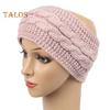 Зимняя повязка на голову для женщин с пушистой флисовой подкладкой, теплая вязаная крючком толстая теплая повязка на голову, однотонная вязаная повязка для волос