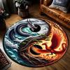Круглые ковры с принтом Инь Ян Дракон и Феникс для дома, ковер для гостиной, ковер для декора спальни, нескользящий моющийся фланелевый коврик для пола