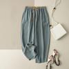 Women's Design High Waist Vintage Cotton and Linen Commuter Pants Loose Draped Casual Trousers