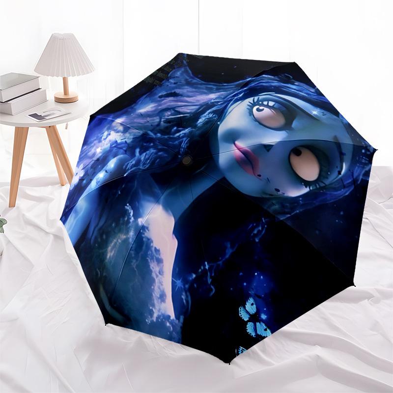 1pc Corpse Bride Automatic Opening/Closing Folding Umbrella with 8 Ribs, Portable Sunshade Umbrella Birthday and Holidays gifts yy250105090