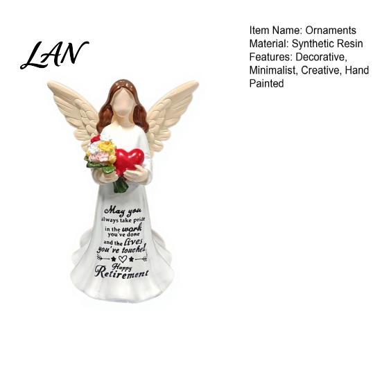 Healing Gifts for Retired Colleagues Faceless Angel Statue with Heart Flowers, Hand Painted Resin Artistic Synthetic Crafts Figurine, Decorative