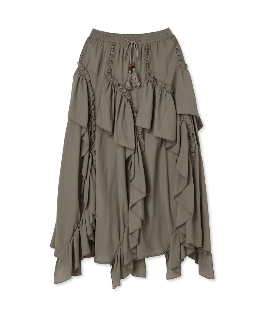 Юбка Penfield Boho Chic с диагональной оборкой Коричневая_Fs2Ws89F