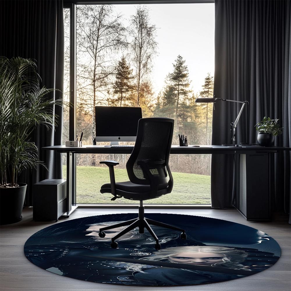 The Witcher Printed Round Rug Carpet Chair Rug Area Rug Entryway Doormats,for Office Chair Living Room Bedroom Kitchen Room.