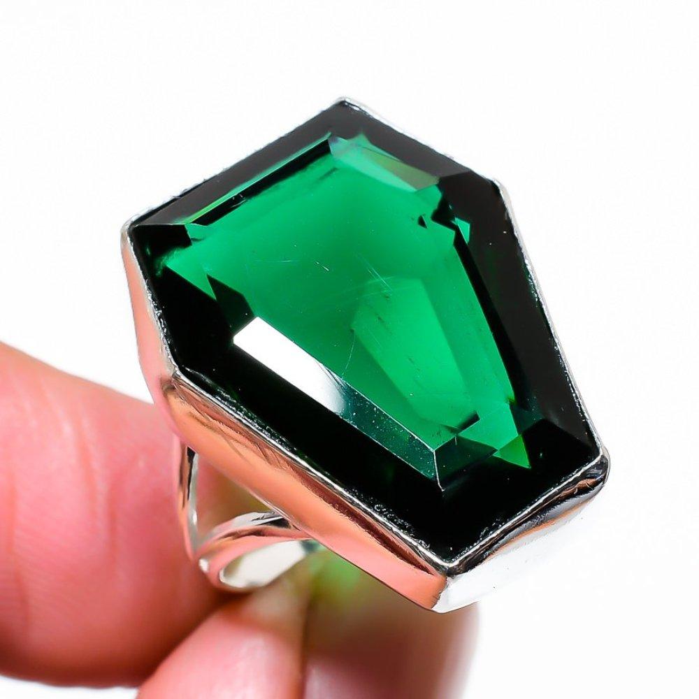 Натуральный Хромовый Диопсид Драгоценный Камень Серебро 925 пробы Подарочное Кольцо Размер 6 f4p44