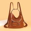 Crossbody Shoulder Bag Women's New Large Capacity Mature Retro Multi-pocket Fashion Soft Leather Mother Bag