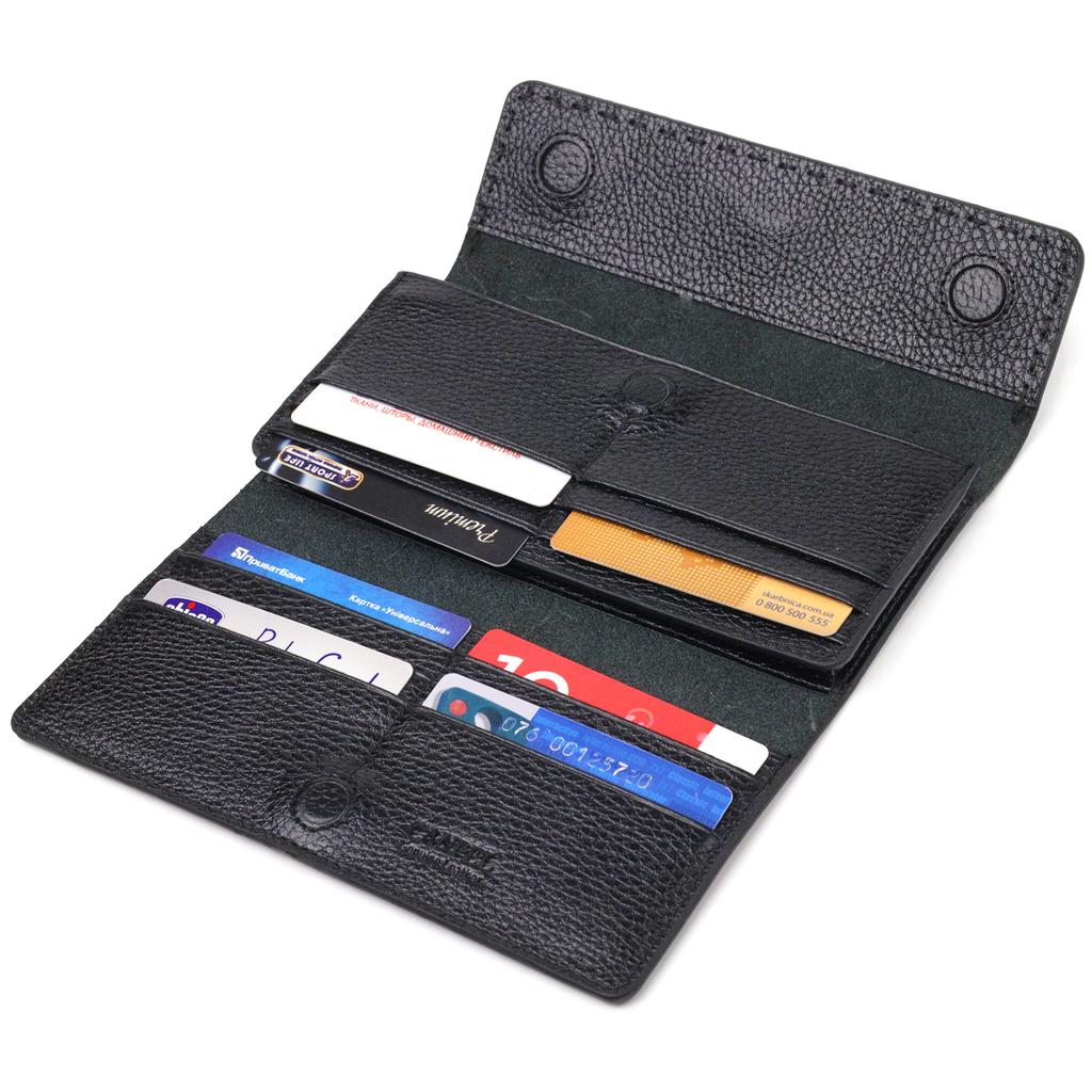 Функциональный Женский кошелек из натуральной кожи CANPELLINI Wallet 21662 Черный