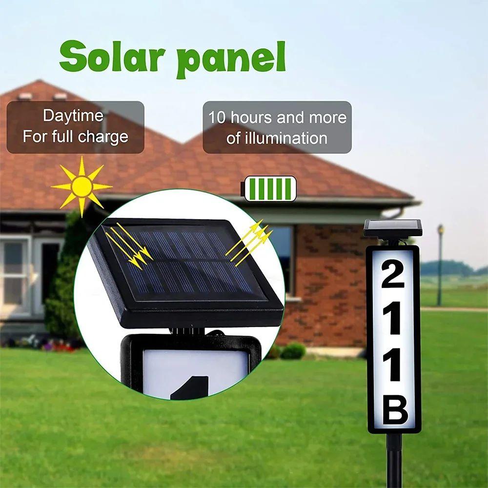 Solar-Powered Solar Doorplate Light Pole Mount Address Sign with Lightings  Garden