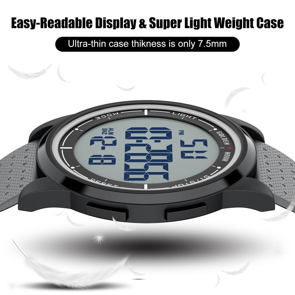 GOLDEN HOUR Slim Digital Sports Watch with Rubber Strap