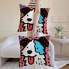 Cute Color Dogs Pillow Case Sofa and Living Room Decorative Cushion Covers Dust-proof and Mite-proof Invisible Zipper