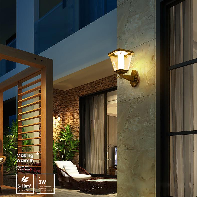 Современное украшение сада Водонепроницаемое освещение Солнечный светодиодный настенный светильник Уличный балкон