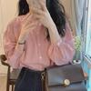 2025 Korean Style Pink Striped Summer Shirt for Women - Chic French Design