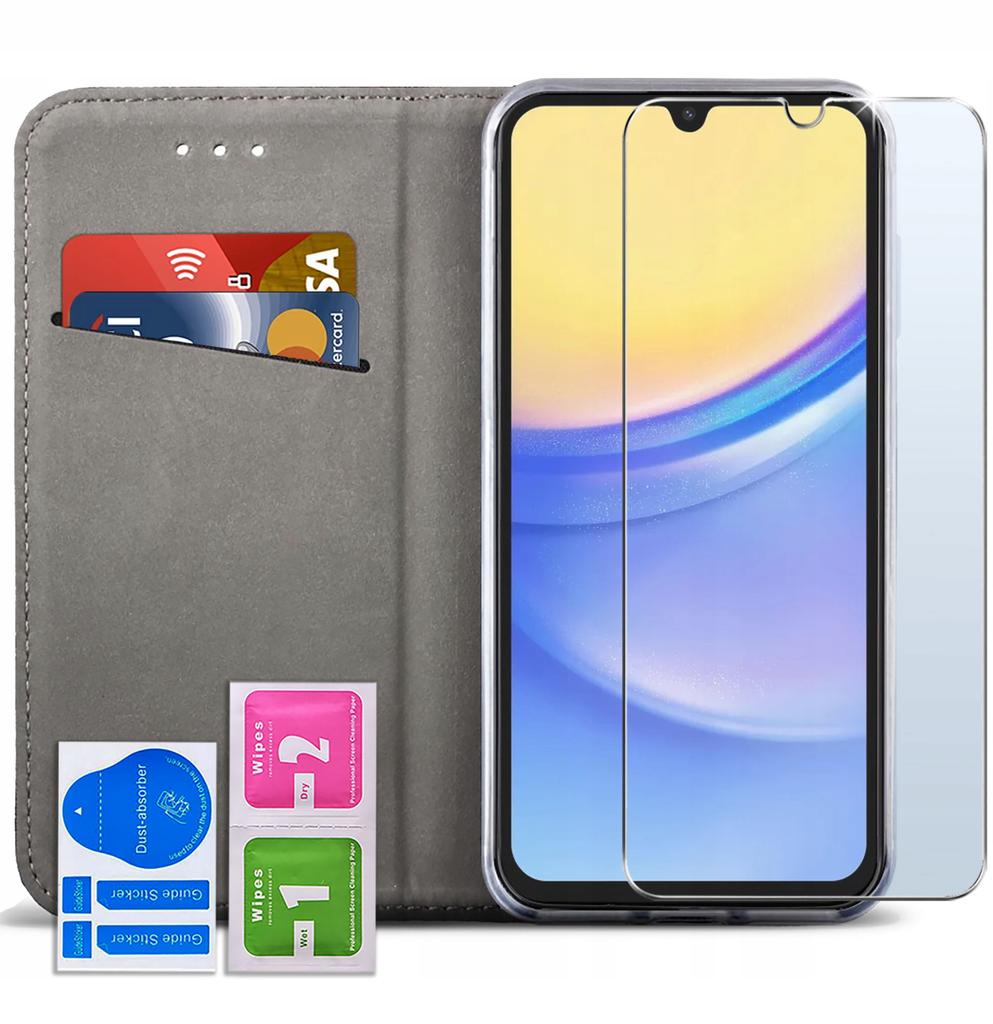 Чехол для Samsung Galaxy A15 4G/A15 5G SMART MAGNETIC BOOK ЗЕЛЕНЫЙ + Стекло