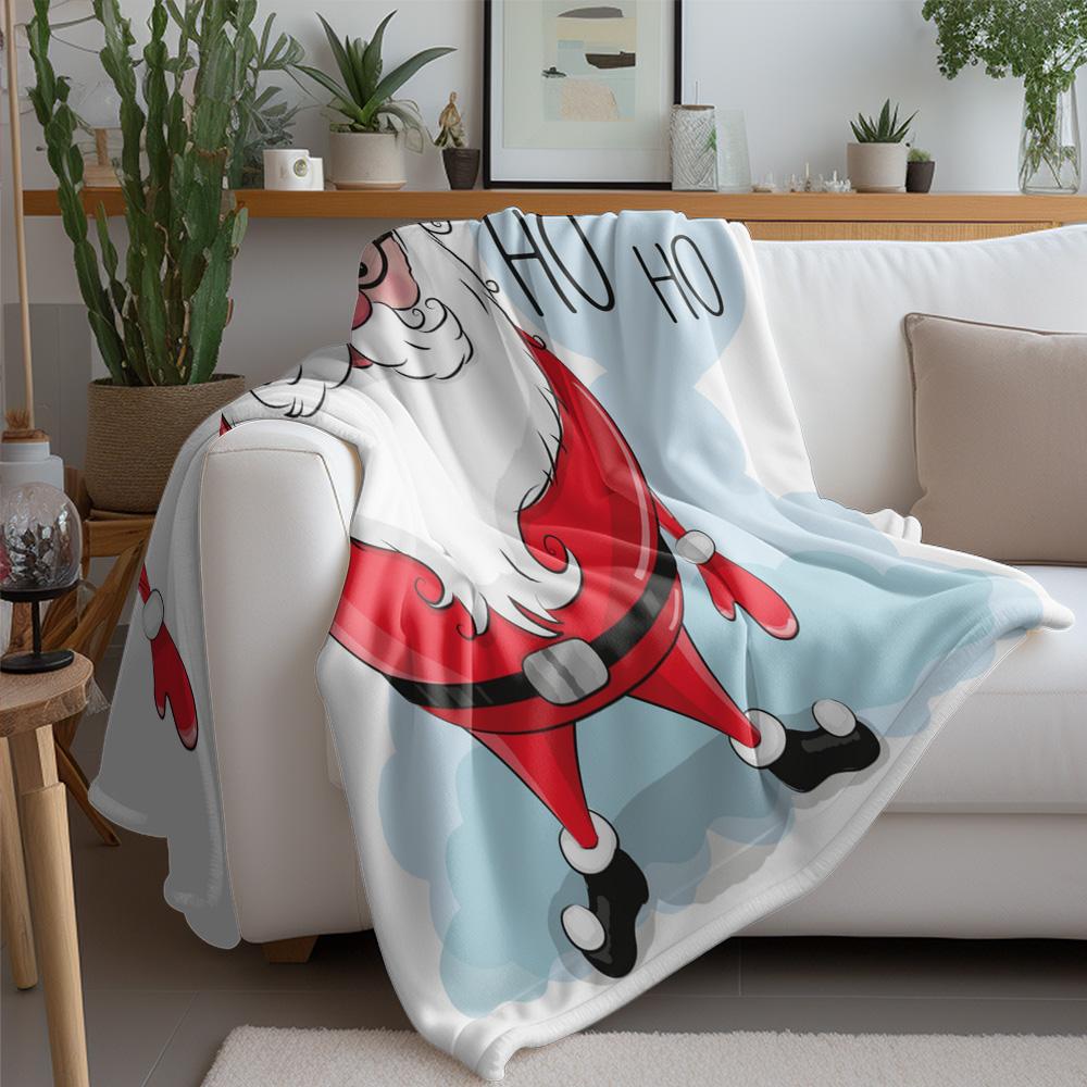 Cozy Christmas Throw Blanket Soft Flannel Reindeer Santa Claus Holiday Home Decor Gift Festive Winter Warm Bedspread